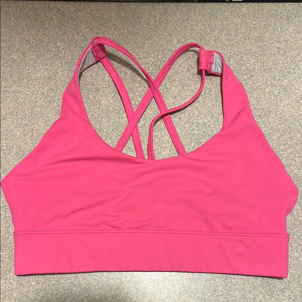 Pink Strappy Sports Bra with Criss-Cross Back